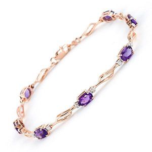 14K GOLD TENNIS BRACELET WITH AMETHYSTS & DIAMONDS
